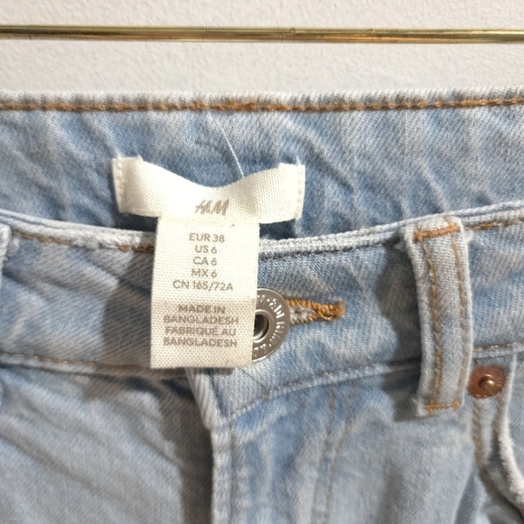 H&M | Light Blue Distressed Straight Leg Jeans - Picture 5 of 10